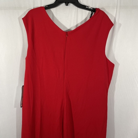 NWT Betsy & Adam [ PLUS size 22W‎ ] Sweetheart V Neck Ruched Gown Red - Picture 10 of 12